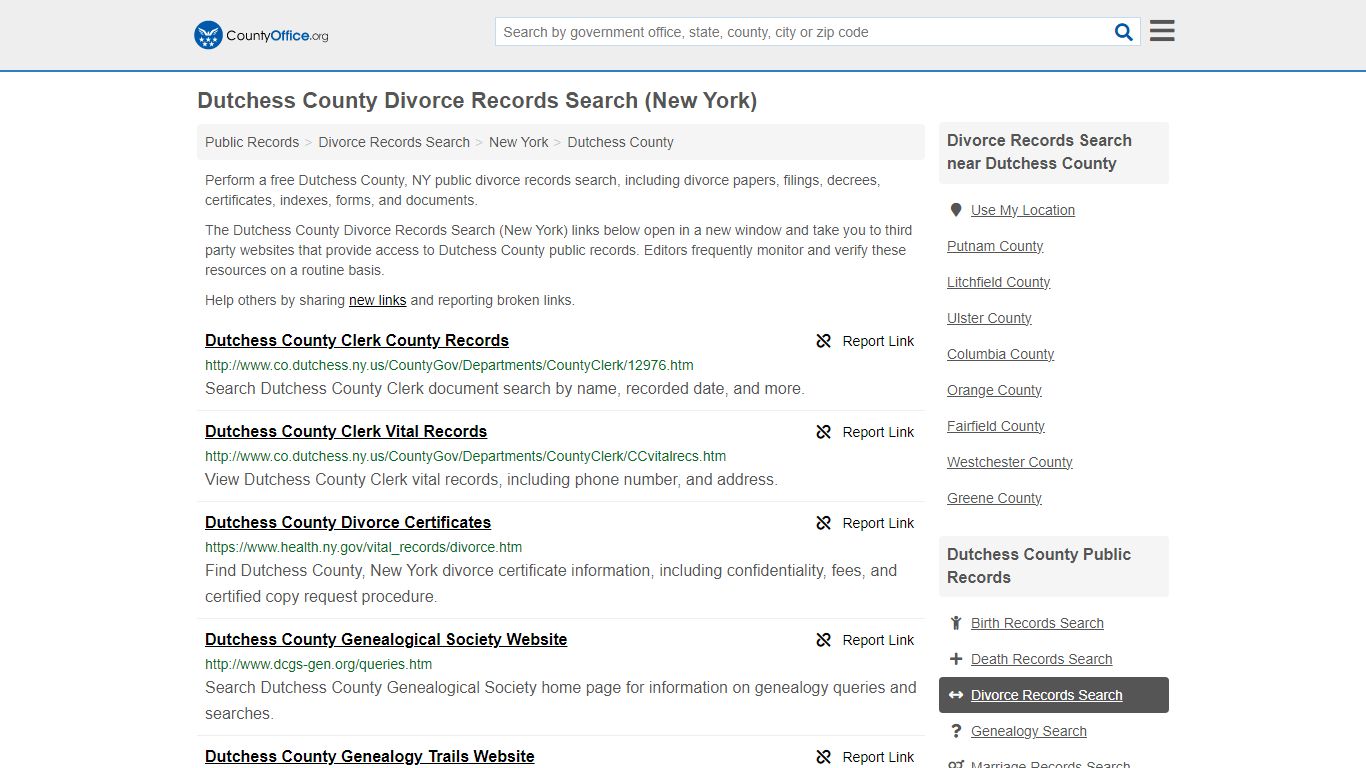 Dutchess County Divorce Records Search (New York) - County Office